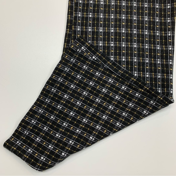 BP. Nordstrom Plaid Wide Leg Pants Black White Yellow Small High Waist Zip Front - Picture 5 of 10